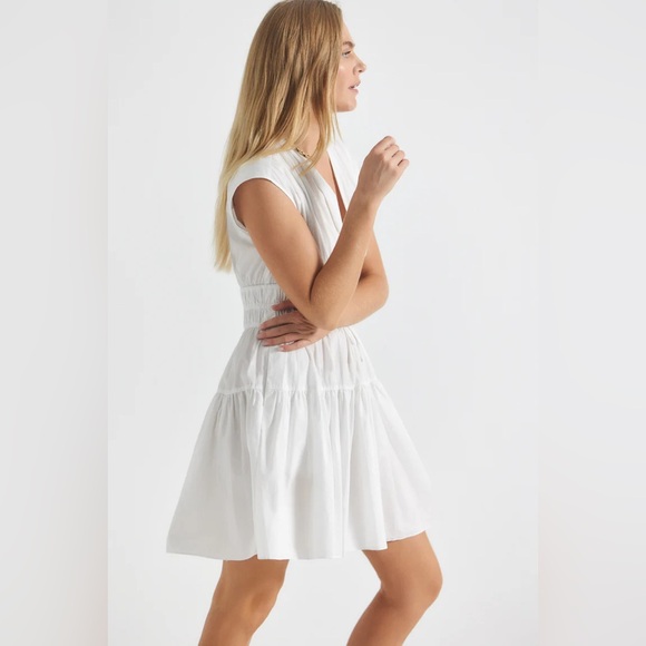 Derek Lam 10 Crosby Tora White V-Neck Tiered Cotton Poplin Dress Size 10 NEW - Picture 4 of 11